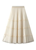 Nail Bead Stitching Pleated Mesh Skirt