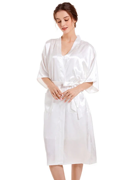 SOLID COLOR SMOOTH ROBE BATHROBE