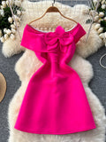 Sleek Silhouette Hot Pink Off-Shoulder Dress