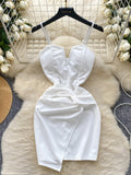 Elegant Bow Stunning White Satin Dress