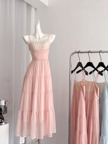 Tencel Pink Layer Sweet Maxi Beach Dress