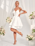 White Short Mini Satin A Line Prom Dress