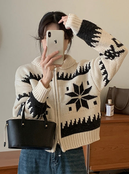 Vintage Woven Christmas Sweater Coat