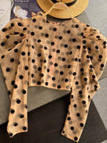 Puffy Long Sleeves Polka Dot Sheer Blouse