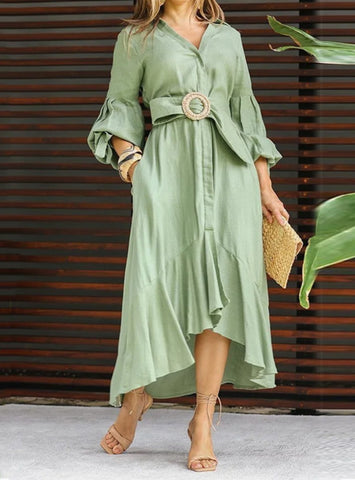 Fashion Casual V-neck Lapel Dress