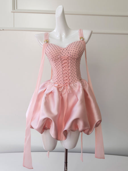 Polka Dot Playful Pink Corset Sweet Party Dress