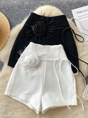 Rose Embellishment Summer Look Shorts