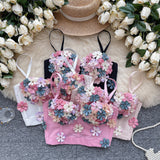 3D Appliques Floral Crop Top