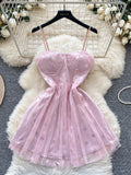 Sweetheart Playful Polka Dot Tulle Pink Dress