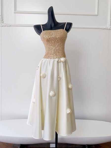 Sparkling Gold Sequin Strapless Party Dress