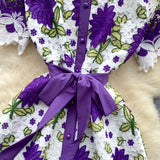 Chic Ribbon Bow Purple Embroidered Lace Dress