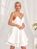 White Short Mini Satin A Line Prom Dress