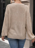 FASHION LONG SLEEVE HOLLOW ROUND NECK SWEATER