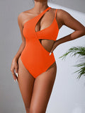 SOLID COLOR PIT SEXY HOLLOW ONE-PIECE SWIMSUIT