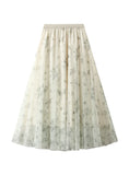 Printed Large Swing Gauze Floral Skirt