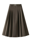 Mid-length High Waist Pleated Skirt