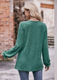 Casual Round Neck Pleated Long Sleeve T-shirt