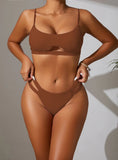 SOLID COLOR SEXY HOLLOW BIKINI