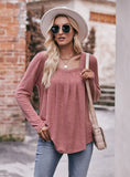 Casual Bubble Sleeve Pleated Long Sleeve T-shirt