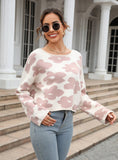 Long Sleeve Short Flower Pullover Sweater