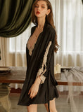 LACE SPLIT SILK-LIKE HOME SLING NIGHTDRESS