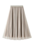 High Waist and Slim Beaded Gauze Skirt