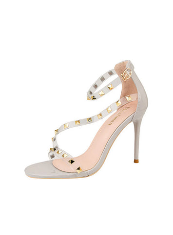 ULTRA-HIGH HEEL RIVET TIP TRANSPARENT SANDAL