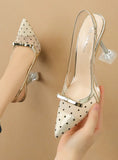 POINTED POLKA-DOT BOW HIGH-HEELED SANDALS