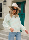 Round Neck Openwork Pullover Sweater