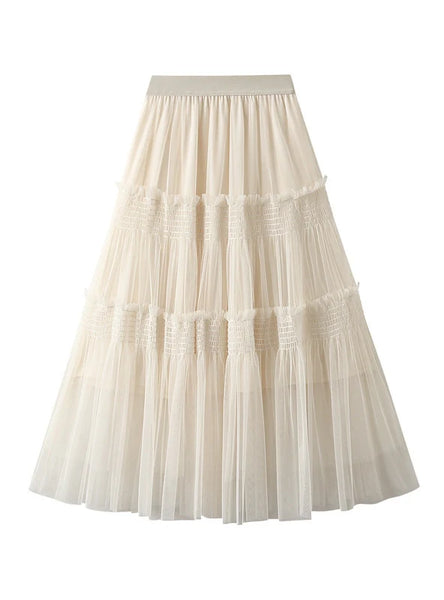 Wooden Ear Mesh Elastic Slimming Cake Skirt