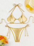 SEXY HALTER GOLD TWO PIECE BIKINI