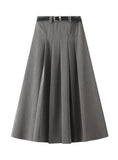 Women Leisure Pleated Slim Skirt With Belt