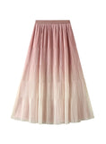 Gradient Pleated Slim Mid-length Skirt