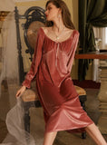 LOOSE LACE NIGHTGOWN VELVET PAJAMAS