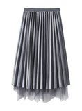 Irregular Gauze Velvet Pleated Skirt