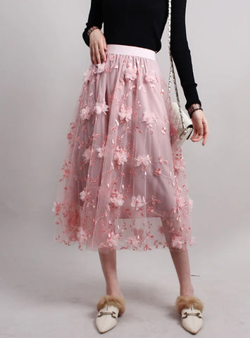 Double-layer Gauze Embroidery Skirt