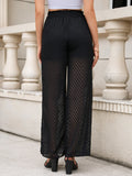 MESH CHIFFON STRAIGHT WIDE-LEG PANTS