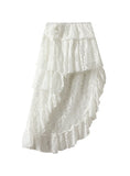 High Waist Irregular Lace Cake Skirt