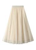 Beaded Gauze Pleated Skirt Worn on Both Sides