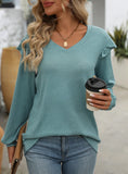 Loose Casual V-neck Long Sleeve T-shirt