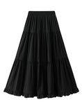 High Waist Pleated Wooden Ears Skirt