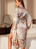 LACE-UP BATHROBE LOOSE PRINTED PAJAMAS