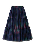 High Waist and Slim Gradient Tie-dyed Gauze Skirt