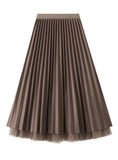 High Waist Pleated Beaded Gauze Skirt On both Sides