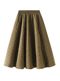 Elastic Waist Rhombic Woven Cotton Skirt