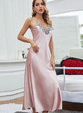 SILK-LIKE V-NECK NIGHTGOWN PAJAMAS