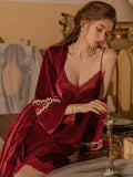 SEXY VELVET DEEP V SLIM SLING NIGHTDRESS