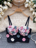 3D Appliques Floral Crop Top