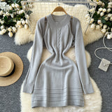 Cozy Layered Design Lilac Knit Dress