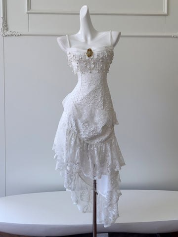 Vintage Inspired White Lace Corset Mini Dress